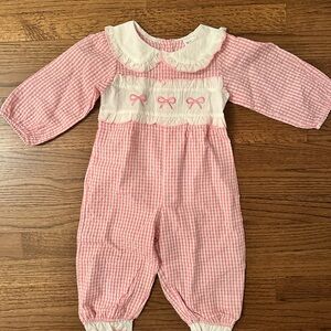 Pink and White Gingham Baby Romper